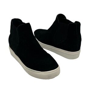 Steve Madden Black Suede Sultan Chelsea Wedge Platform Sneakers Size 5 Women's